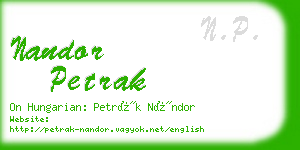 nandor petrak business card